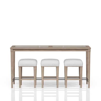 Citrus Heights - Frosted Glass Console Table With 3 Stools - Sand