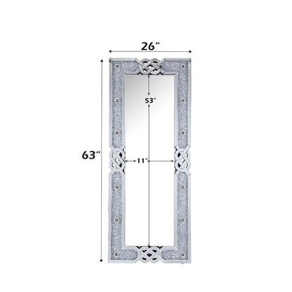 Noralie - 63" Rectangular Floor Mirror With Faux Diamonds - Mirrored