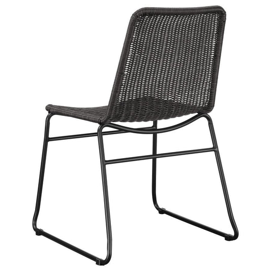 Aviano - 5 Piece Round Glass Top Dining Table Set With Rattan Chairs - Gunmetal