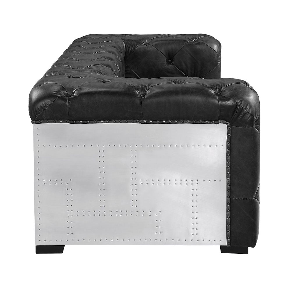 Brancaster - Sofa - Black Top Grain Leather & Aluminum
