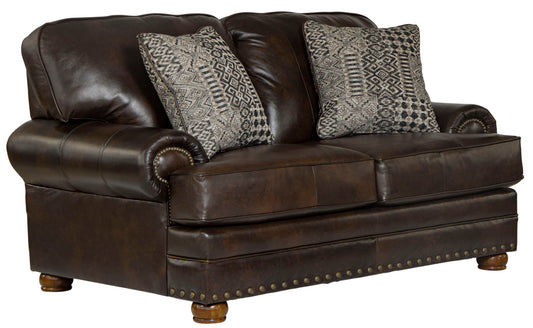 Roberto - Leather Loveseat - Cocoa