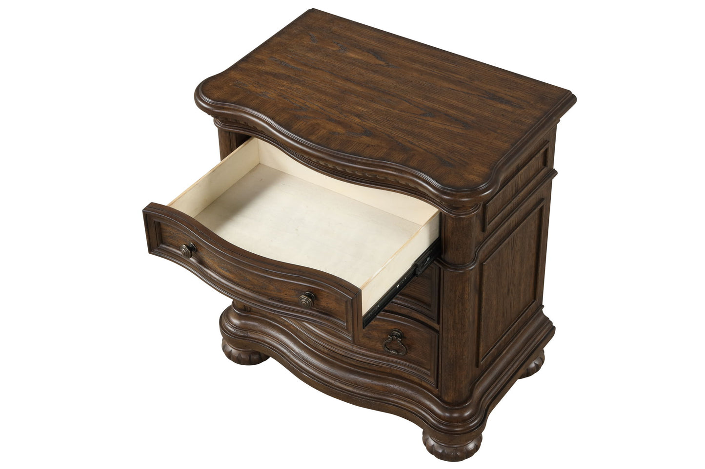 Tuscany - 3 Drawer Nightstand Wooden Top With USB - Warm Mahogany