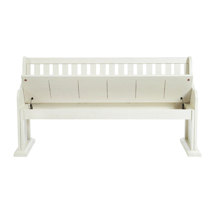 Stone - Pew Bench With Storage - White
