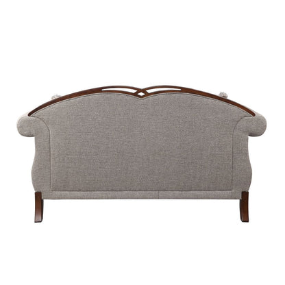 Miyeon - Loveseat With 3 Pillows - Fabric & Cherry