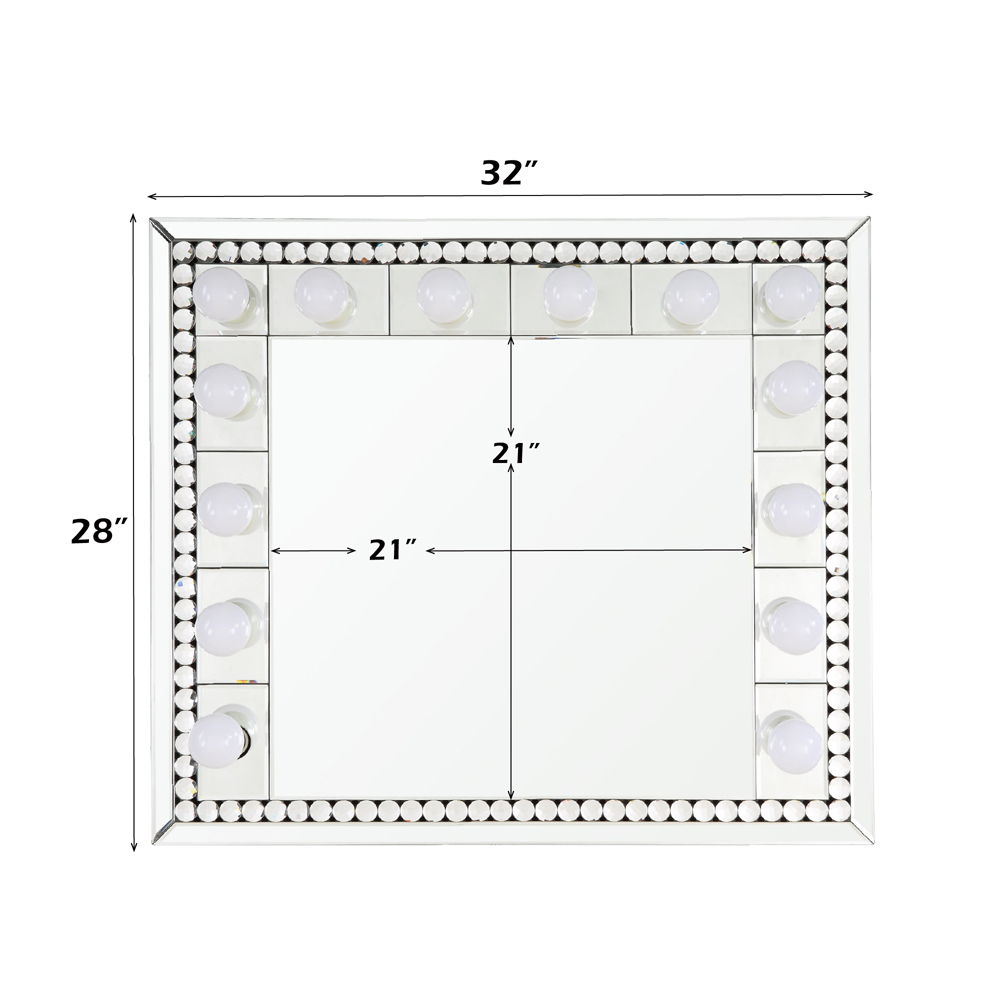 Farai - 28" Accent Mirror - Mirrored & Faux Crystal Diamonds