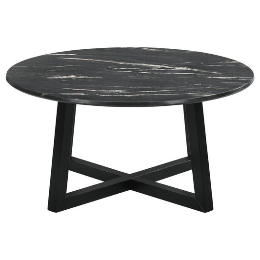 Skylark - Round Marble - Like Smart Top Coffee Table - Black