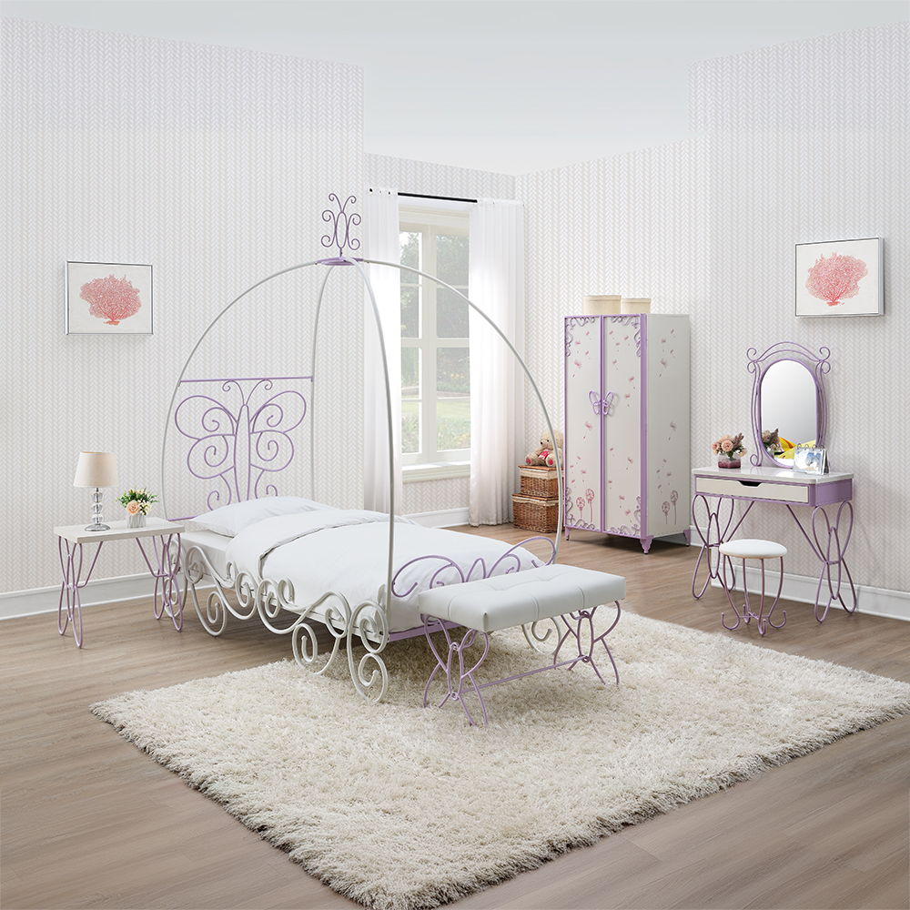 Priya II - Vanity Desk - White & Light Purple