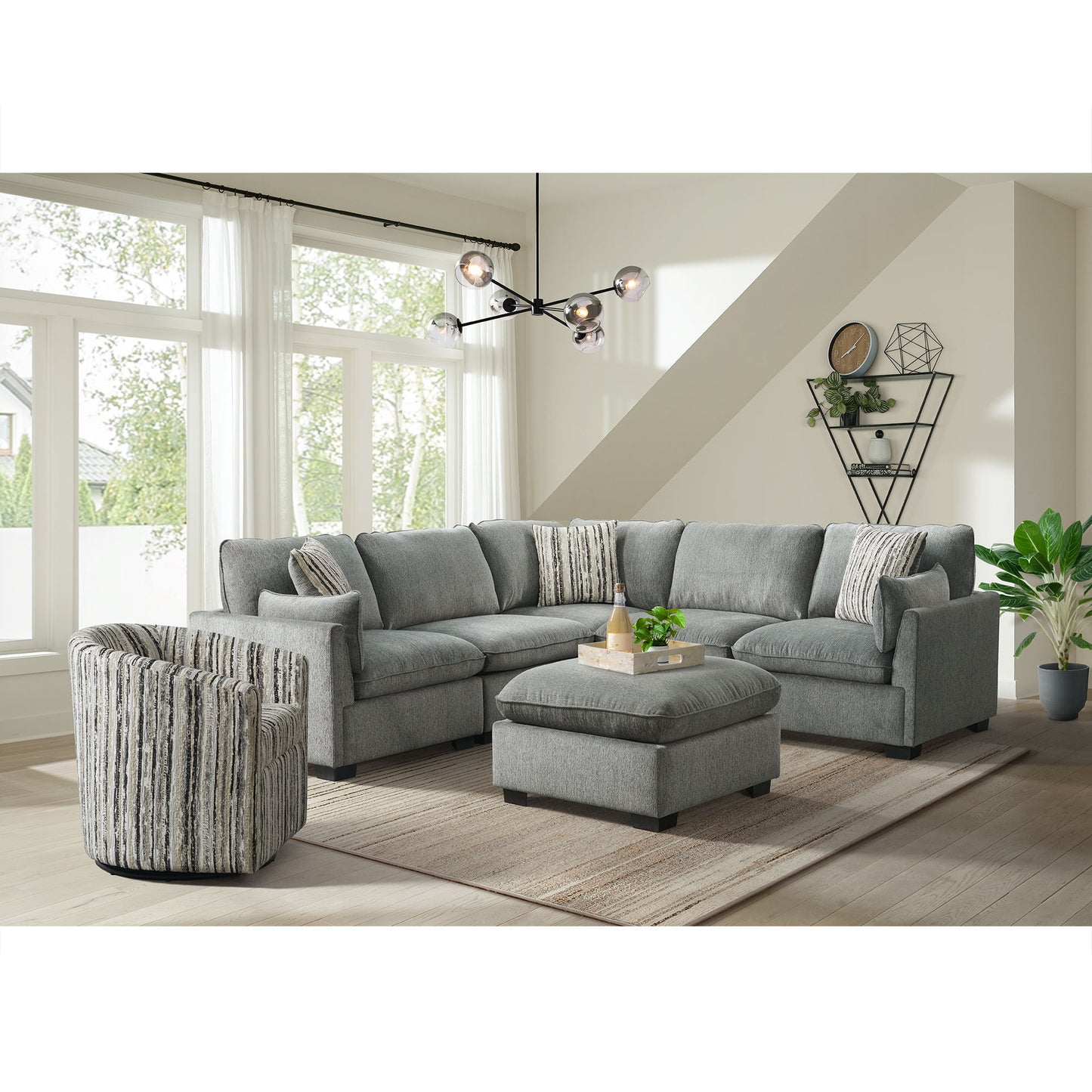 Deville - Modular 5 Piece Sectional - Nova Gray