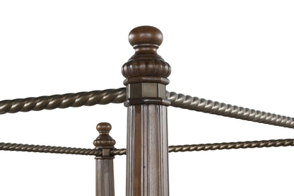 Tuscany - Queen Canopy Bed - Warm Mahogany