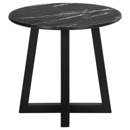Skylark - Round Marble - Like Smart Top Side End Table - Black