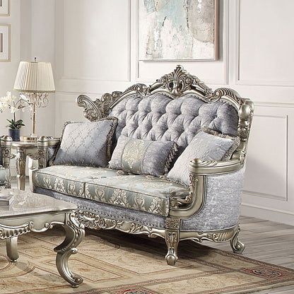 Miliani - Loveseat With 3 Pillows - Fabric & Antique Bronze