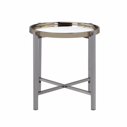 Edith - Round End Table - Dark Nickel