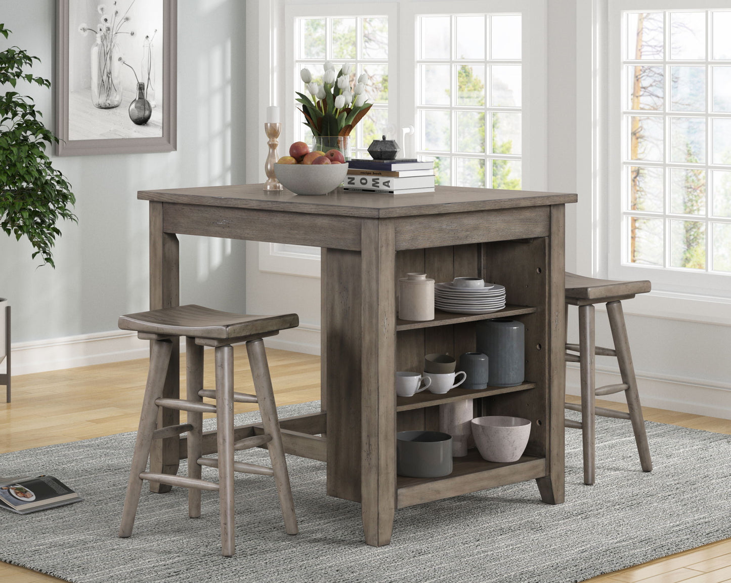Hartford - Storage End Gathering Table - Rustic