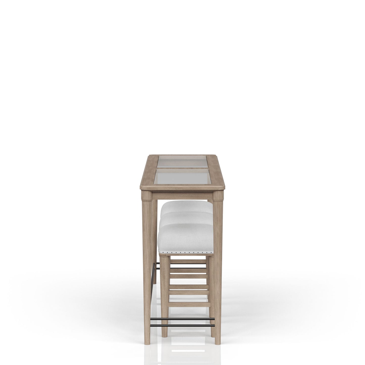 Citrus Heights - Frosted Glass Console Table With 3 Stools - Sand