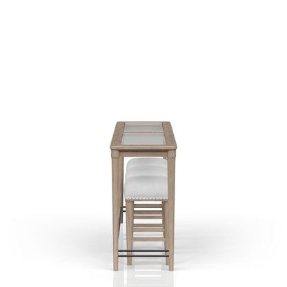 Citrus Heights - Frosted Glass Console Table With 3 Stools - Sand