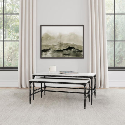 Ebby - 2 Piece Genuine Marble Top Nesting Coffee Tables - White