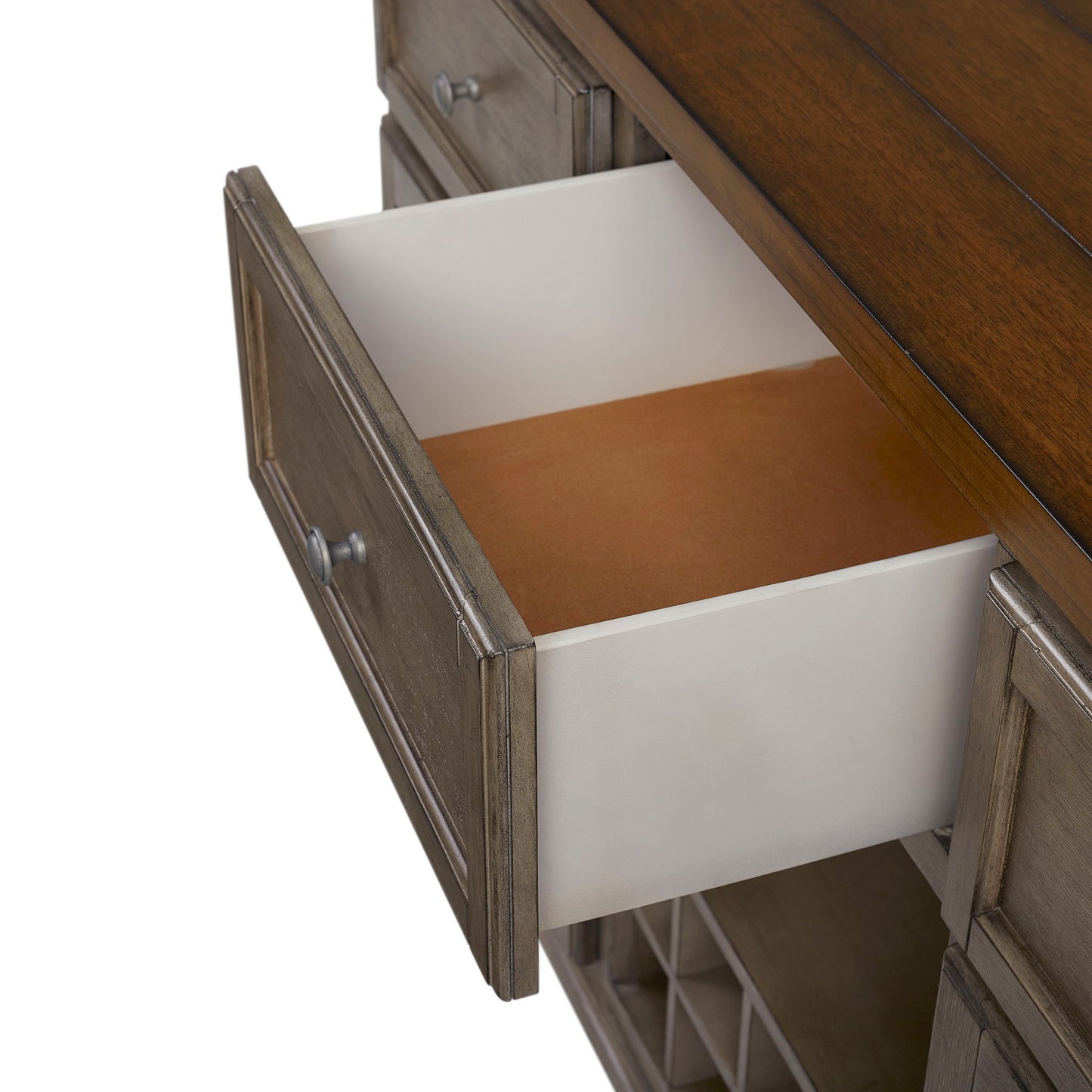 Will Dining - Server With Power Pack - Gray / Brown