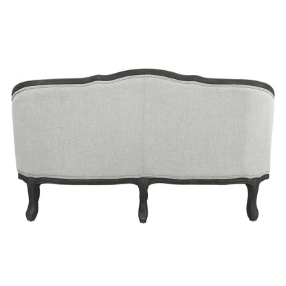Samael - Loveseat With 2 Pillows - Gray Linen & Dark Brown