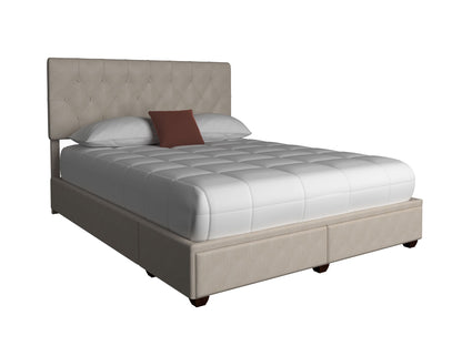 Elise - Upholstered King Storage Bed In A Box - Cream