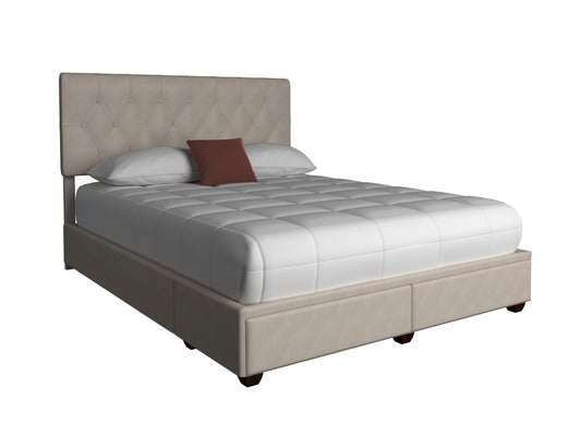 Elise - Upholstered King Storage Bed In A Box - Cream