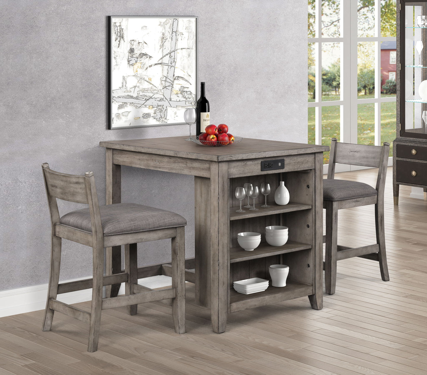 Hartford - Storage End Gathering Table - Rustic
