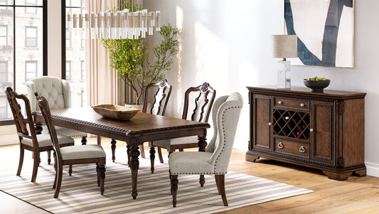 Coventry - Upholstered Wing Chair (Set of 2) - Mahogany / Pearl Silver