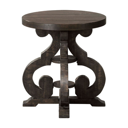 Stone - End Table With PU Base - Dark Walnut