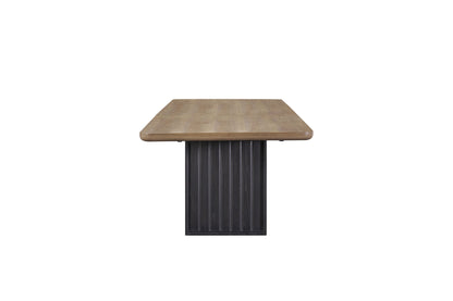 Elure - Double Pedestal Table With Leaf - Peppercorn / Light Brown