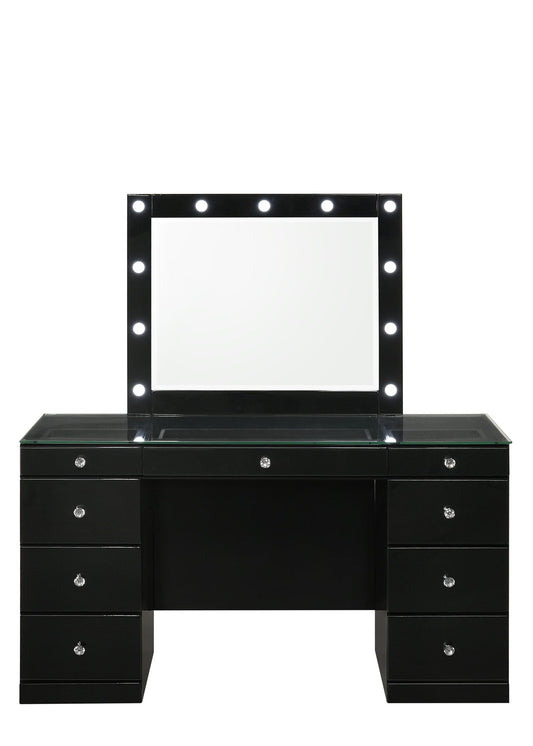 Avery - Vanity Desk With Glass Top And LED Mirroк