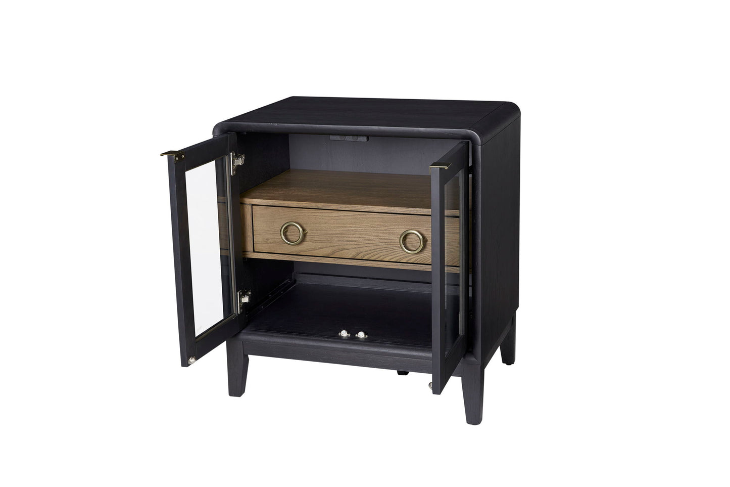 Elure - Glass Door Nightstand - Peppercorn