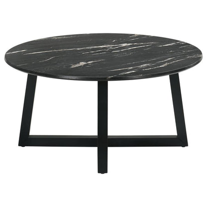 Skylark - Round Marble - Like Smart Top Coffee Table - Black